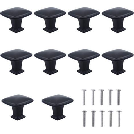 CSPARKV 10PCS Noir Tiroir de Poignée Porte, Unique Trou Rond Boutons de Tiroir, Boutons de Porte, Poignées de Meuble pour Placard Armoire Cuisine, chambre d'enfant (1/5)