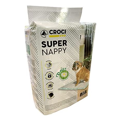 Croci Super Nappy Daisy - Tappetini Igienici per Cani 84x57 cm 30 pz - Traverse Cani e Animali Domestici, per Pipi Cane e Gatto Ultra Assorbenti Usa e Getta, Antiodore e Profumati (1/3)