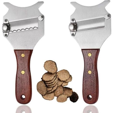 2pcs Trancheur de Truffes Professionnelle Lame D’Acier Inoxydable Tranchante Réglable Trancheur à Fromage Légumes Fruits Éplucheur (1/4)