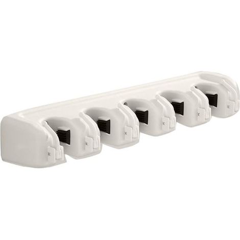 Porta scope e attrezzi da parete di lusso (beige) - Sistema di organizzazione per garage con 5 posizioni e 6 ganci (1/2)