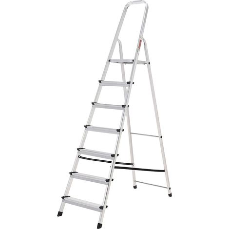 Oryx Escalera Aluminio 7 Peldaños Plegable, Uso doméstico, Antideslizante, Ligera y Resistente (1/5)