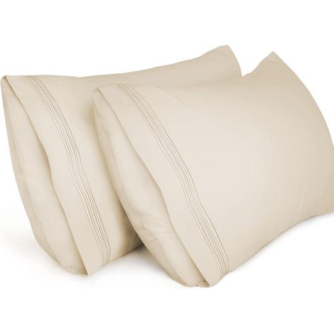 Taies d'oreiller (lot de 2), taies d'oreiller king size brodées en microfibre brossée douce, lavables en machine, infroissables et respirantes