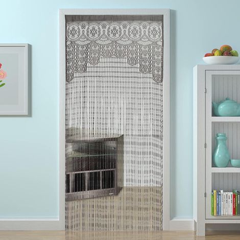 Rideau à franges gris, 100 cm x 200 cm, cantonnière semi-transparente pour la décoration intérieure (salon, chambre), rideaux brodés (1/5)