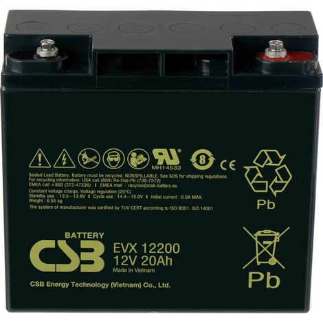 [GEBRAUCHT] B-Ware CSB Bleiakku Batterie Akku zyklenfest EVX12200 Hauptakku Ersatzakku 12 V 20 Ah (1/2)