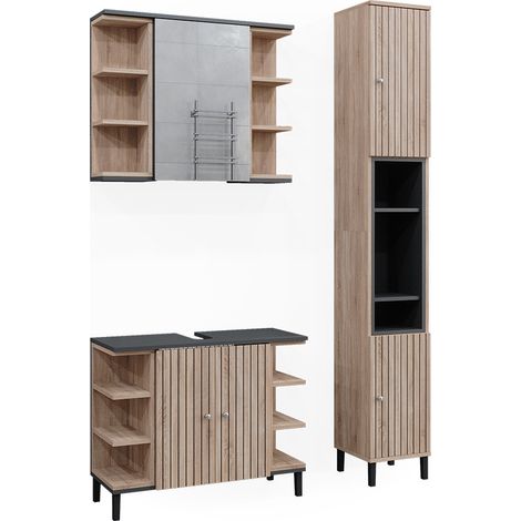 Badmöbel-Set Aquis, Sonoma, 3 Teile, mit Hochschrank, Vicco
