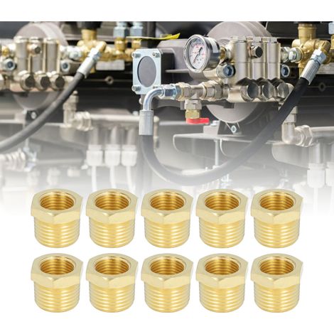 10 Messing-Gewinderohrreduzierstücke 1/2" auf 3/8", 1/2" NPT x 3/8" NPT Innensechskantadapter (1/5)