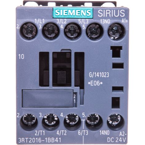 Contactor de potencia 9A 3P 24V CC 1Z 0R S00 3RT2016-1BB41