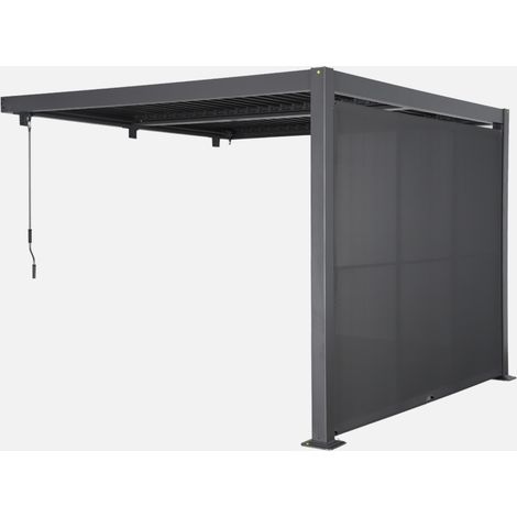 Pergola bioclimatica in alluminio addossata 3x3m + tenda 3m (1/5)