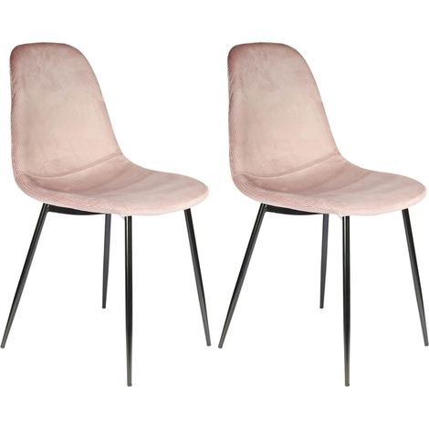 ALESSIA - Lot de 2 Chaises Velours Côtelé Roses (1/5)