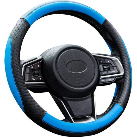Lenkradbezug Auto Leder 37-38cm Blau Anti Rutsch Sportlich (1/5)