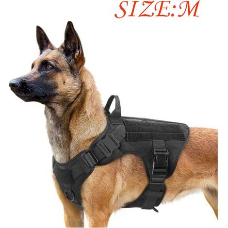 Harnais Tactiques pour Chien , Gilets à Anneaux pour Chiens de Travail Militaires, Harnais d'entraînement sans Tension--M (1/4)