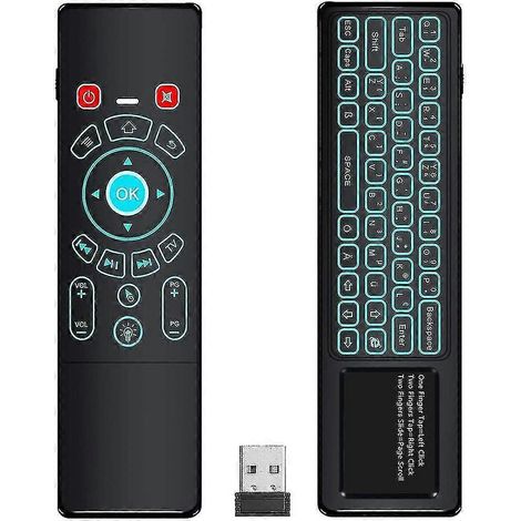 Mini clavier sans fil/télécommande/souris/pavé tactile avec rétroéclairage blanc, connexion 2,4 GHz, pour boîtier TV Android, HTC, IPTV, PC, tablette et autres appareils. (1/5)