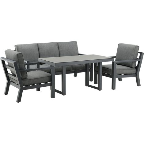 Salon de Jardin 5 Places "Barcelona" 171cm Noir (1/5)