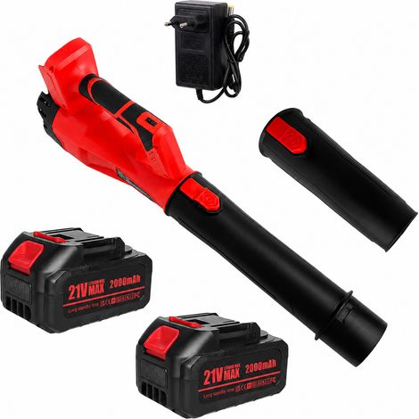 Souffleur à feuilles sans fil 24V 2 batteries 4.0Ah Vitesse 150km/h 6 réglages Chargeur inclus Nettoyage jardin Rouge (1/5)