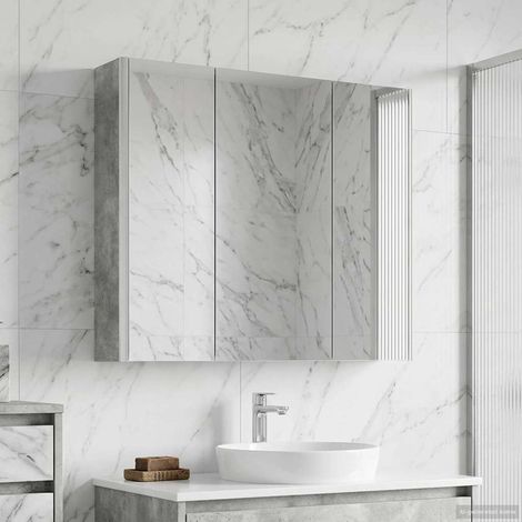 vidaXL  Bathroom Mirror Cabinet  Concrete Grey 73.5 x 15.5 x 70 cm