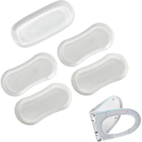 Tampons adhésifs pour abattant de WC – Lot de 8 pièces en caoutchouc universel, idéal maison, hôtel et restaurant (1/5)
