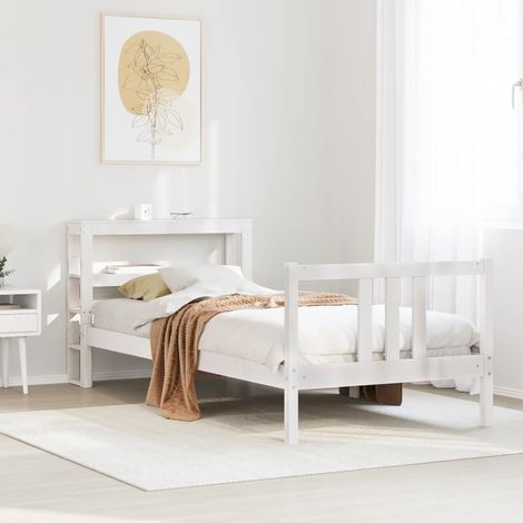 vidaXL Giroletto con Testiera senza Materasso Bianco 90x200 cm (1/5)