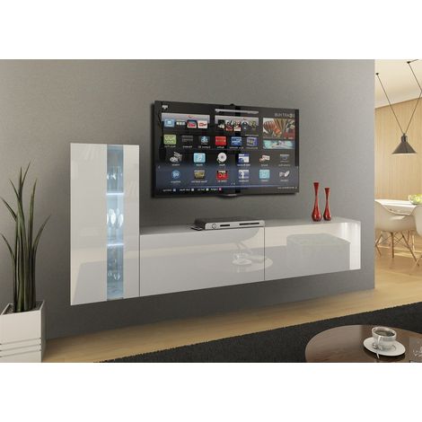 Ensemble meuble TV CONCEPT 45-45-HG-W-2-1A blanc brillant 203 cm (1/2)