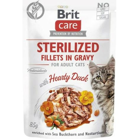 Brit care cat sterilized hearty duck pouch 85g