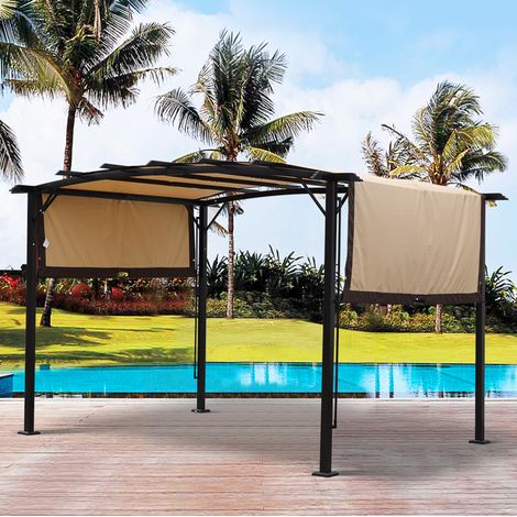 Telo di ricambio per pergola 12 x 9 piedi, poliestere beige, idrorepellente e anti-UV (1/5)