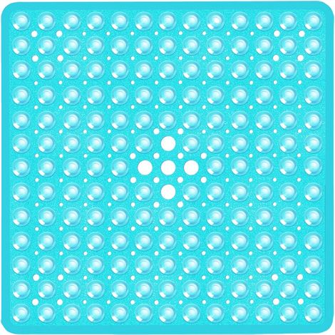 Tapis de Douche, Design Antidérapant, Texture Douce en Galets, 53x53cm-a, Cyan (1/2)