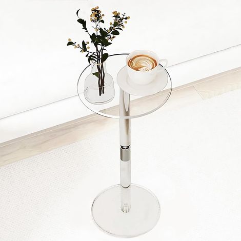 Table d'Appoint en Acrylique Ronde pour Petits Espaces - Guéridon pour Boisson, Chambre et Salon (1/5)