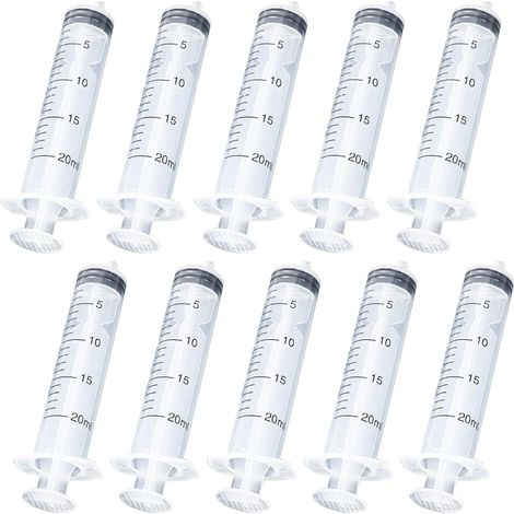 10 Pièces Seringue, Seringue 20ml, Seringue en Plastique, Seringues de Distribution reutilizables, Seringue Dosage pour Laboratoire, Alimentation Animale, Arrosage de Plantes (1/5)