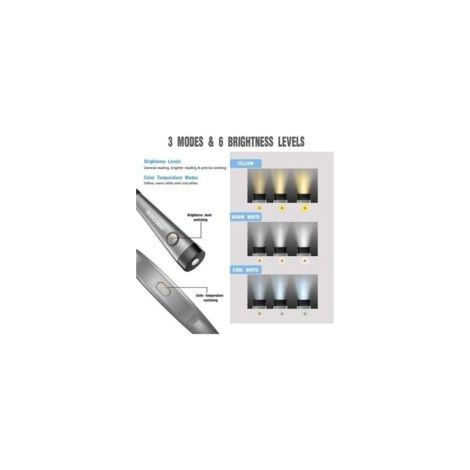 Glocusent Lampe de Lecture de Cou Rechargeable, Lampe pour lecture au Lit, 3 Couleurs, 6 Niveaux de Luminosité, Bras Pliables, Longue Durée de Vie, Parfaite pour la Lecture,Le Tricot,la Réparation [C (1/4)