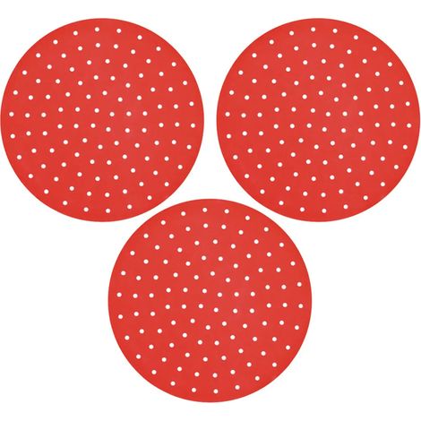Revestimientos de silicona reutilizables para freidora de aire, freidora de aire caliente magnética, accesorios de fácil limpieza para freidora de aire, papel de pergamino de repuesto, rojo, redondo, (1/5)