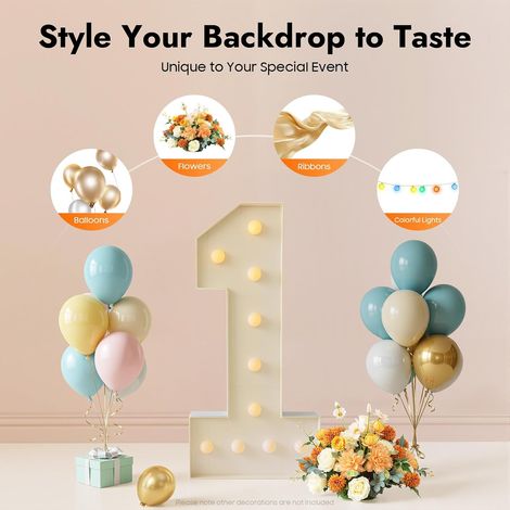 100cm Light Up Numbers, Mosaic LED Marquee Number Sign(1), 10 Warm White LEDs, KT Board Mosaic Frame, Wide Base Floor Standing, for Birthday Wedding Anniversary Table Wall Party Decor (1/5)