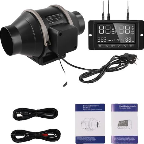 Ventilador de conducto, funcionamiento silencioso, control inteligente de temperatura, ventilador de conducto de 4 pulgadas, EU-a (1/2)
