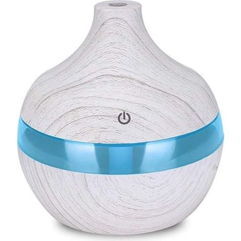 Diffuseur d'arômes électrique USB 300 ml, humidificateur d'air en bois, brumisateur d'huiles essentielles pour voiture et maison (Couleur : Jaune) Blanc (1/5)