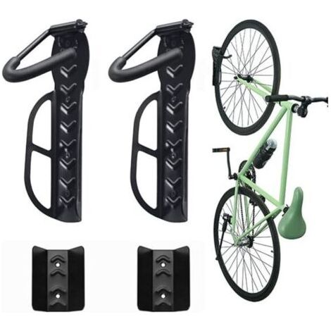 QORVA-2Pcs Porte-Vélo Pour Garage Avec Plateau À Pneus,Support Mural Pour Vélo,Crochet Vertical Pour Vélo D'intérieur
