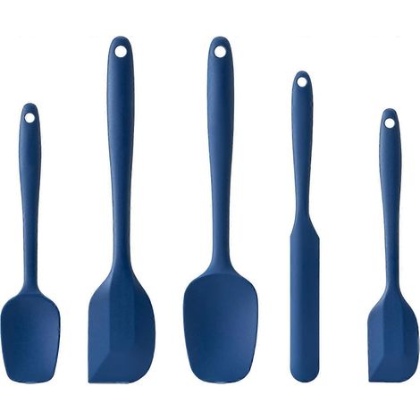 Ensemble 5 spatules silicone alimentaire bleu marine, résistantes chaleur, antiadhésives, compatibles lave-vaisselle, sans BPA, pâtisserie & cuisine (1/5)