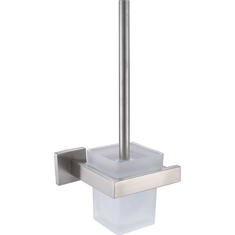 Porte Brosse Toilette Acier Inox 304 Verre Trempé Métal Chromé Miroir Poli- 14,813,534cm-Balayette WC Brosse WC(Brosse Inclu)-Accessoires Salle de Bain (1/5)
