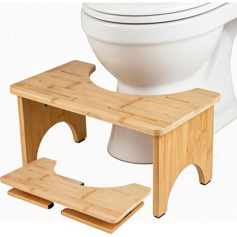 Tabouret de Toilette en Bambou Pliable Squat Tabouret WC Marchepied Salle de Bain Bois pour Lutter Contre la Constipation Les Ballonnements (1/5)