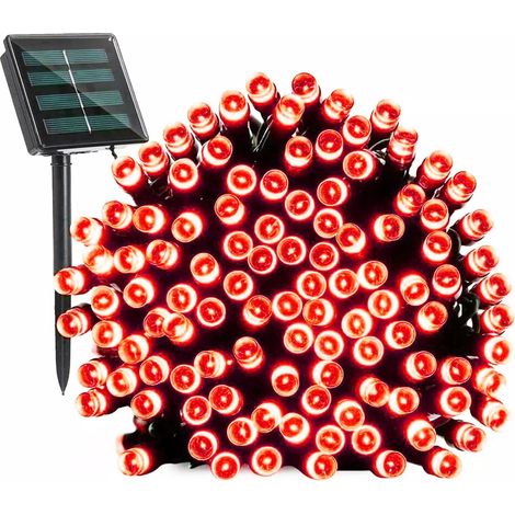 Catena Luminosa Solare 7M 100 LED Colorate per Esterno, 8 Modalità vari colori disponibili Rosso