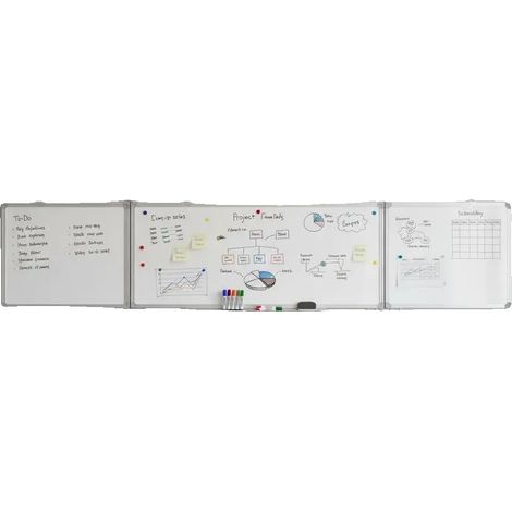 Pizarra magnética blanca, marco de aluminio, diseño plegable, color verde militar. (1/2)
