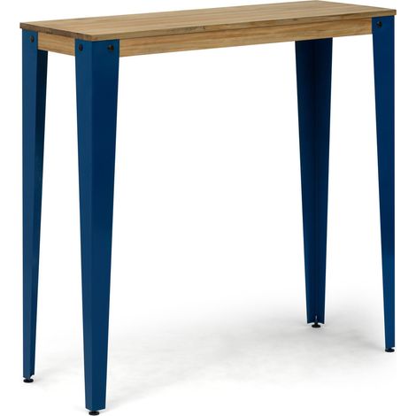 Mesa Lunds Alta 40x140x110cm Azul en madera maciza de pino acabado vintage estilo Industrial Box Furniture (1/5)