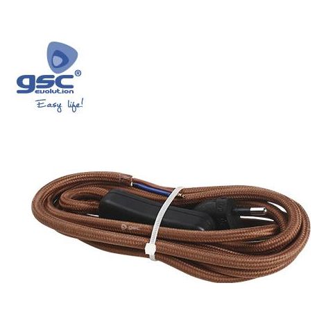 Spina cavo 1,5 m (2x0,75 mm) + interruttore marrone GSC 001102960