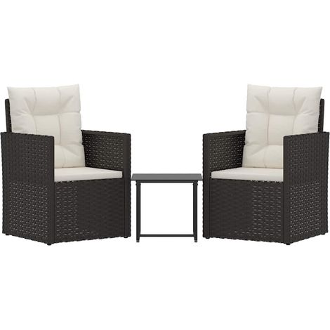 Maison Exclusive - 3-tlg. Garten-Lounge-Set mit Kissen Poly Ratta (1/5)