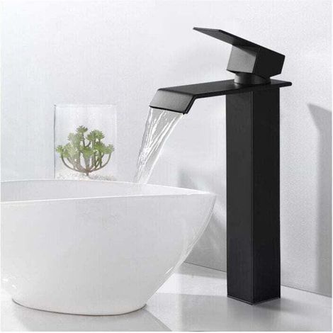 Noir Mitigeur de Lavabo Robinet Salle de Bain , XU,Haut Mitigeur pour Vasque Haut de Gamme Design Moderne - KZQ