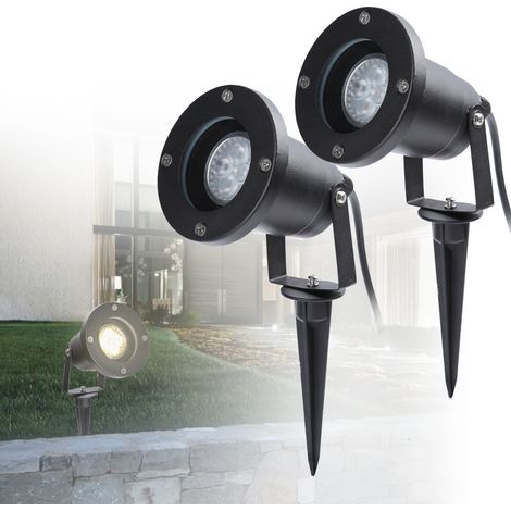 Wolketon Gartenleuchte Led Gartenstrahler Warmweiß 2er Pack LED Gartenbeleuchtung IP65 4W GU10 Mit Erdspieß Stecker Aussen Wiese Für Aussen.Garten.Wiese