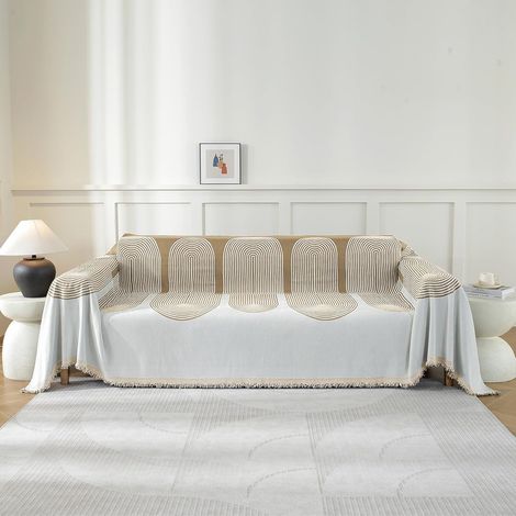 1 Housse De Canapé 3 Places, Tissu Polyester Épais, Protection Universelle, Pour Salon Et Décoration (1/5)