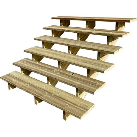 Außentreppe Holz H105cm 6 Stufen, Breite 160cm, OHNE Setzstufen