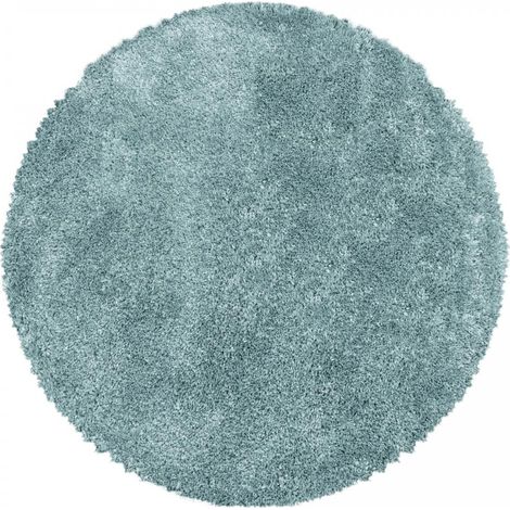 Tapis longs poils shaggy Ø200cm bleu tissé rond motif uni UNI B (1/5)