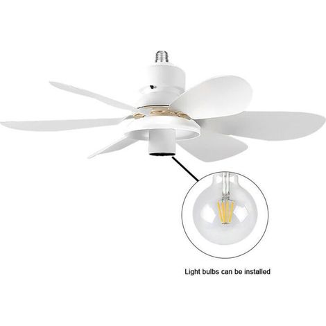 Ventilatore da soffitto con luce integrata e telecomando piccola lampada a sospensione silenziosa 3 velocità di ventilazione regolabili (lampadina non inclusa). (1/5)