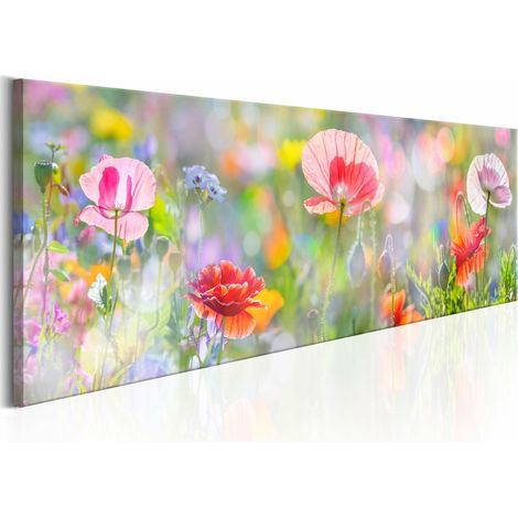 Tableau arc-en-ciel de coquelicots du matin - 135 x 45 cm (1/4)