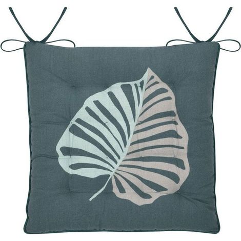 KENTIA Stuhlkissen 38x38 cm blaues Blatt