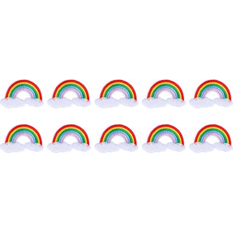 10Pcs Colorful Cloth Patch Cloud Rainbow Pattern Embroidery Applique Decoration Supplies (1/5)
